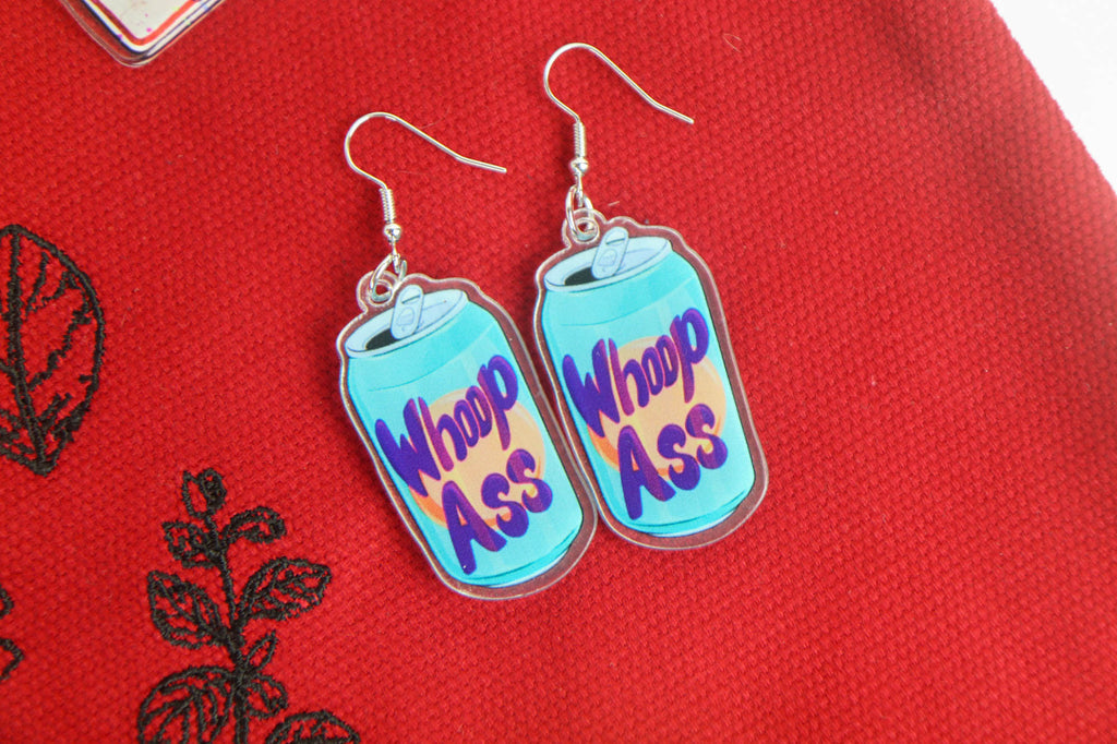 Can of Whoop Ass Acrylic Earrings