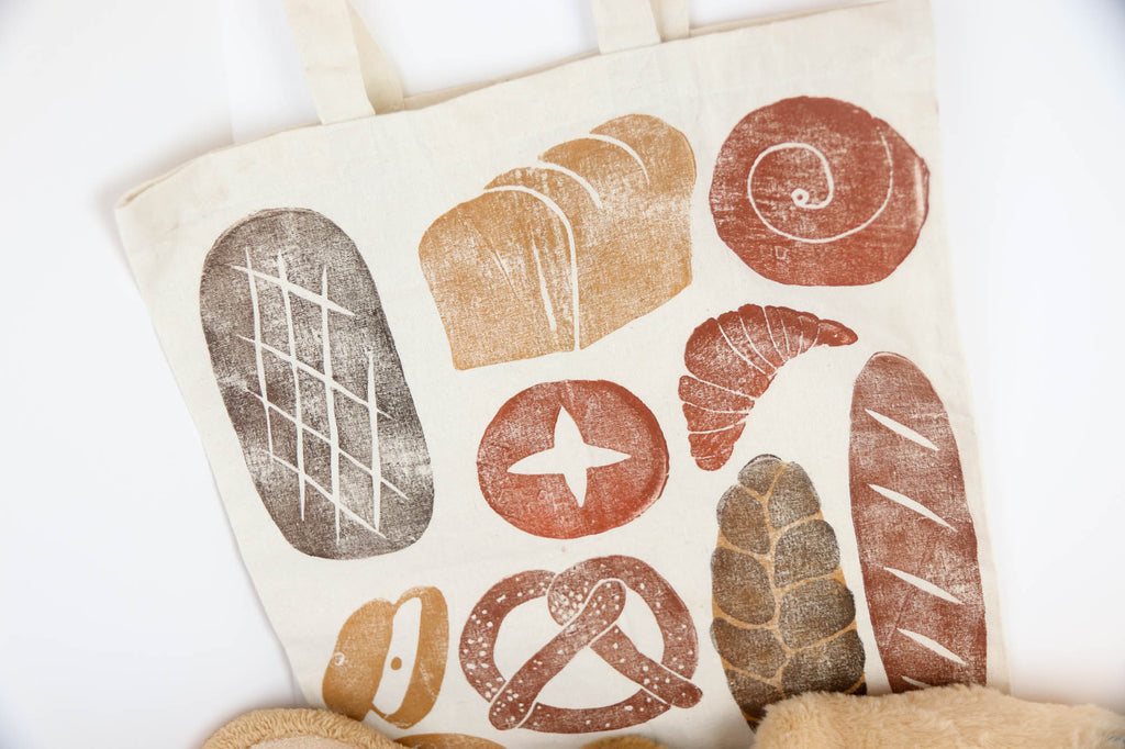 Bread Block Print Tote Bag