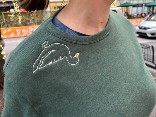 Embroidered Odd Duck Sweatshirt - Green