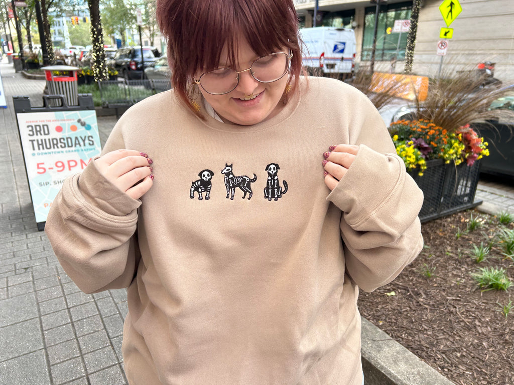 Embroidered Skelly Dog Sweatshirt