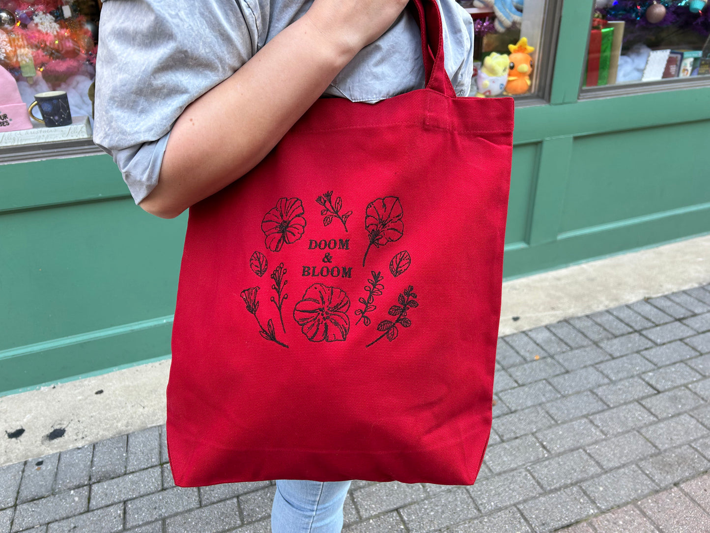 Embroidered Doom & Bloom Tote Bag