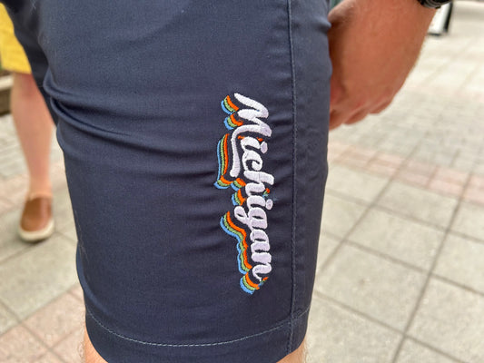 Michigan Embroidered Beach Shorts