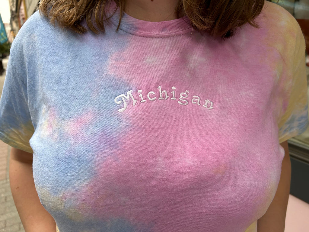 Embroidered Michigan Tie Dye Tee