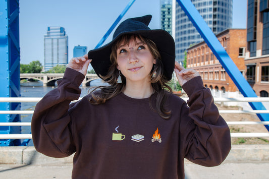 Embroidered Coffee, S'Mores, and the Great Outdoors Sweatshirt