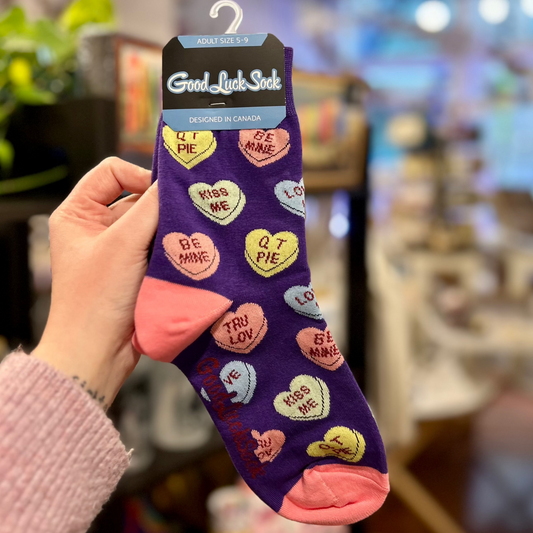 Women's Valentine Candy Hearts Socks - Shoe Size 5-9