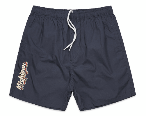 Michigan Embroidered Beach Shorts