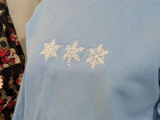 Embroidered Snowflakes Crew Sweatshirt