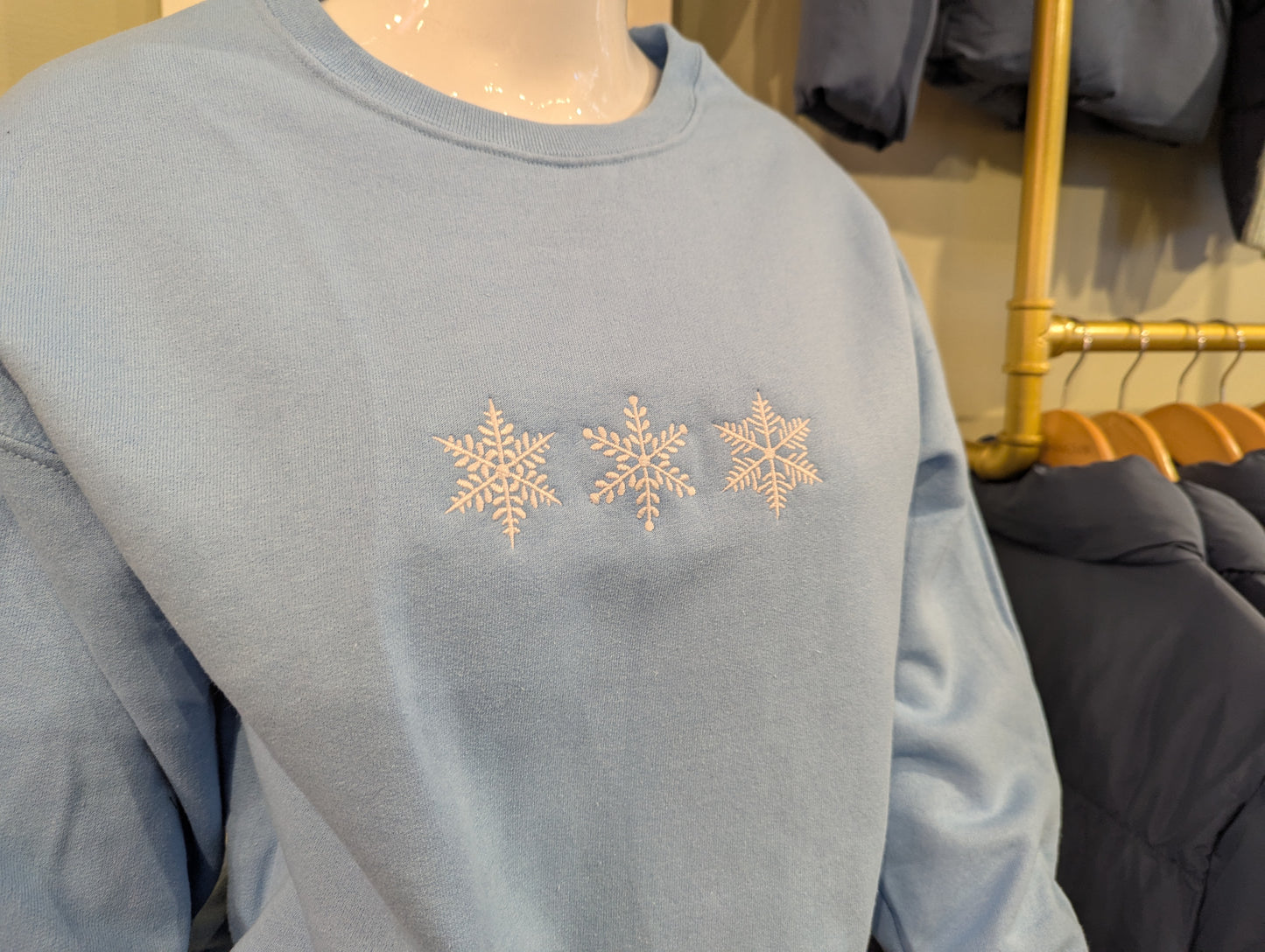 Embroidered Snowflakes Crew Sweatshirt