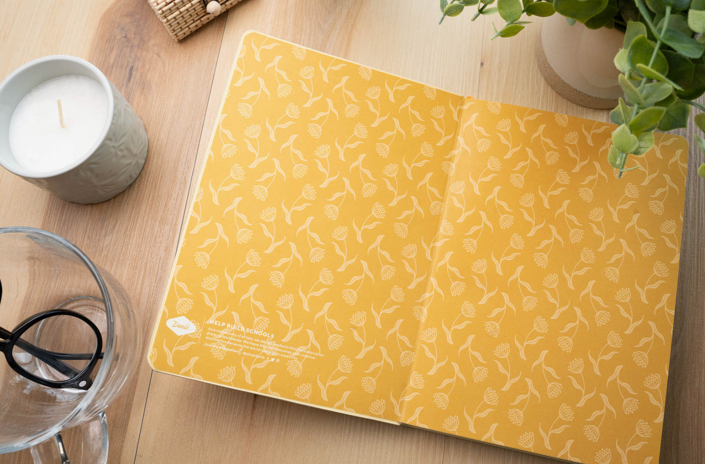 Butter Yellow Blooms Embroidered Journal