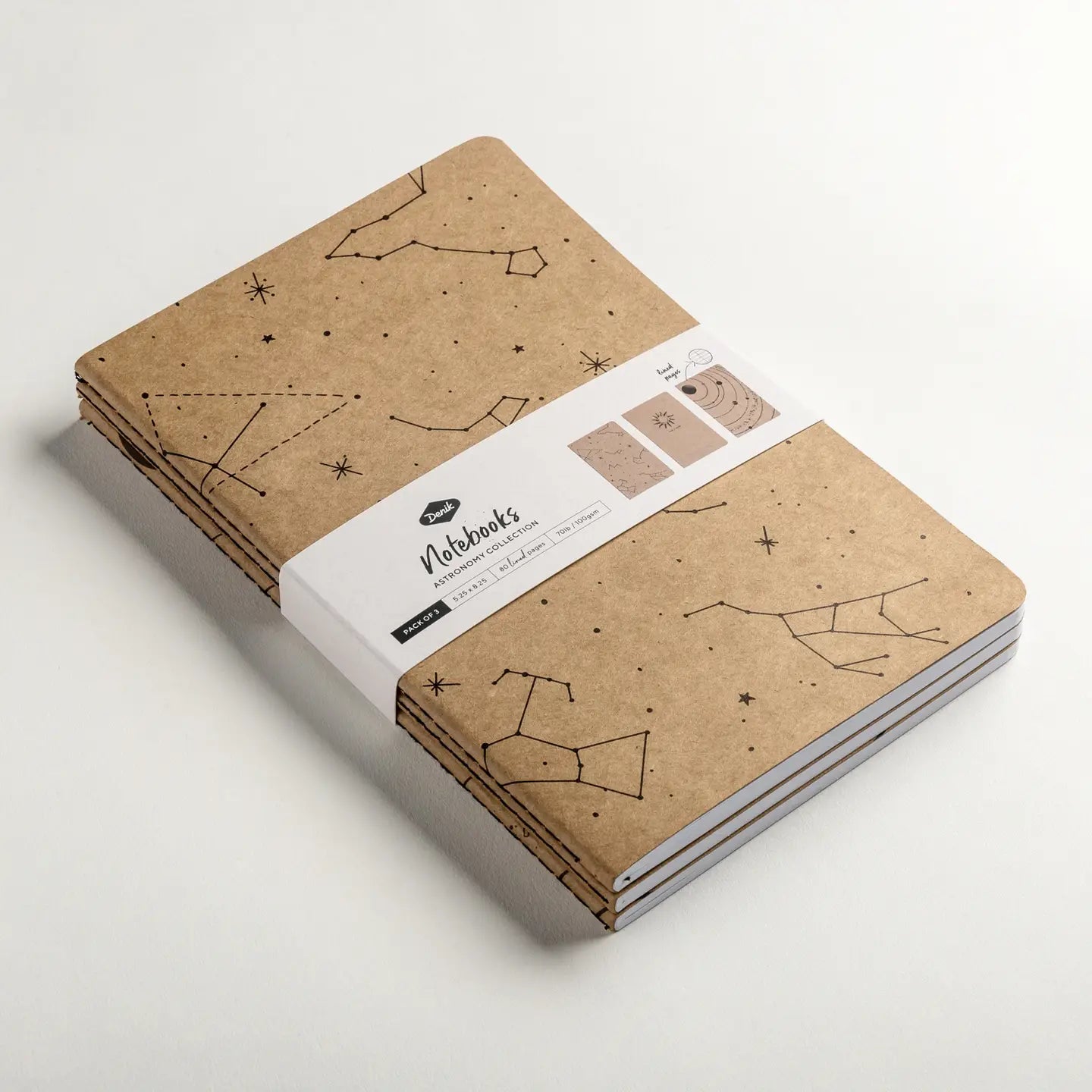 Science & Astronomy Kraft - 3 pk lined