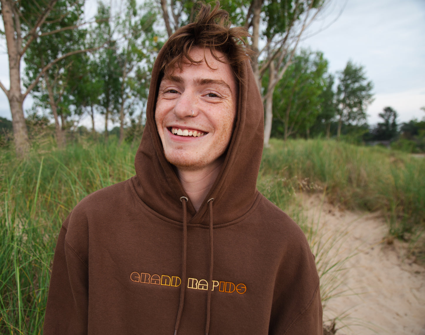 Embroidered Grand Rapids Brown Hoodie Sweatshirt