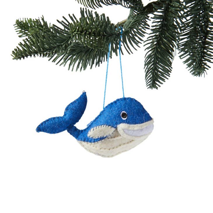 Felt Blue Whale Ornament
