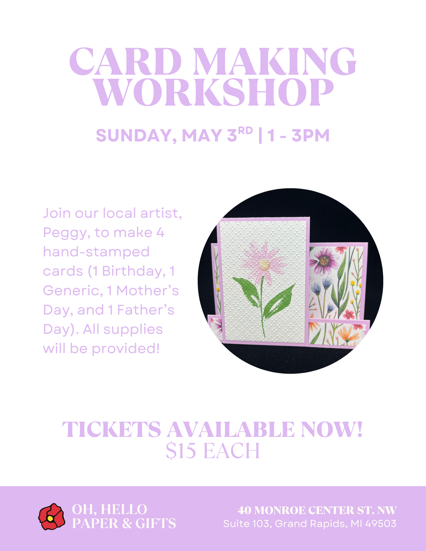 Card Making Workshop | Sunday May 3rd | 1 - 3pm