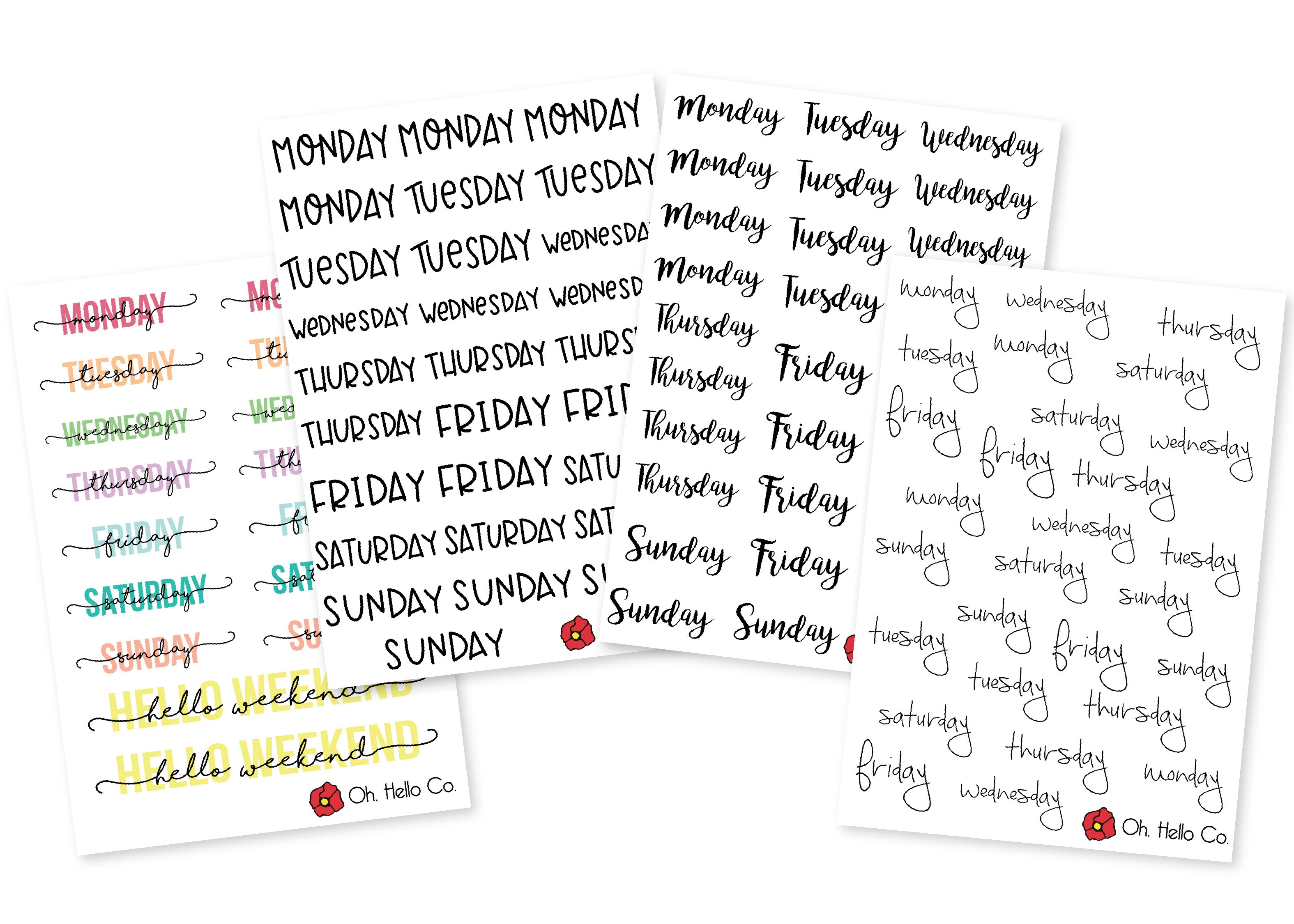 Days of the Week Stickers – Oh, Hello Companies