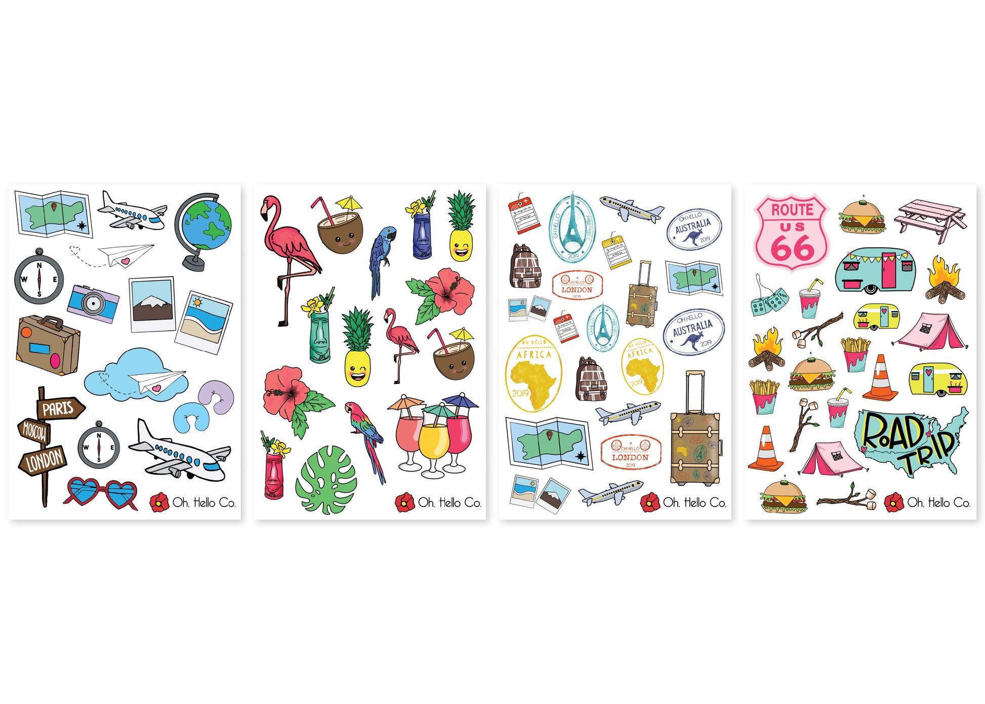 Travel Variety Stickers - Oh, Hello Stationery Co. bullet journal Erin Condren stickers scrapbook planner case customized gifts mugs Travlers Notebook unique fun 