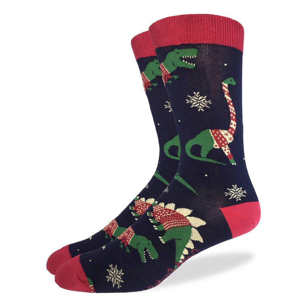 Men's Christmas Sweater Dinosaurs Socks - Shoe Size 7-12