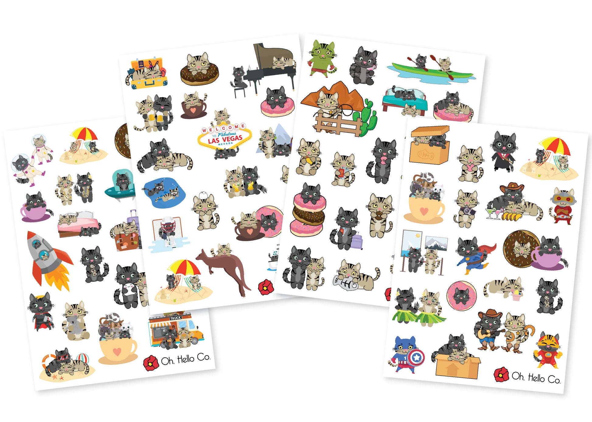 Cat Variety Stickers - Oh, Hello Stationery Co. bullet journal Erin Condren stickers scrapbook planner case customized gifts mugs Travlers Notebook unique fun 