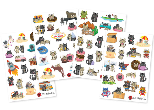 Cat Variety Stickers - Oh, Hello Stationery Co. bullet journal Erin Condren stickers scrapbook planner case customized gifts mugs Travlers Notebook unique fun 