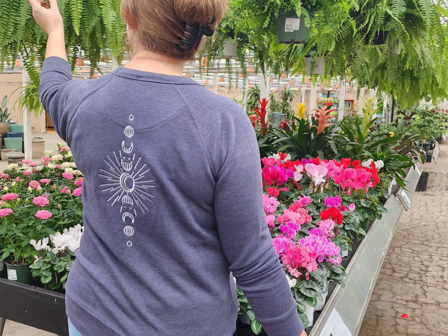 Embroidered Moon Phase Blue Sweatshirt