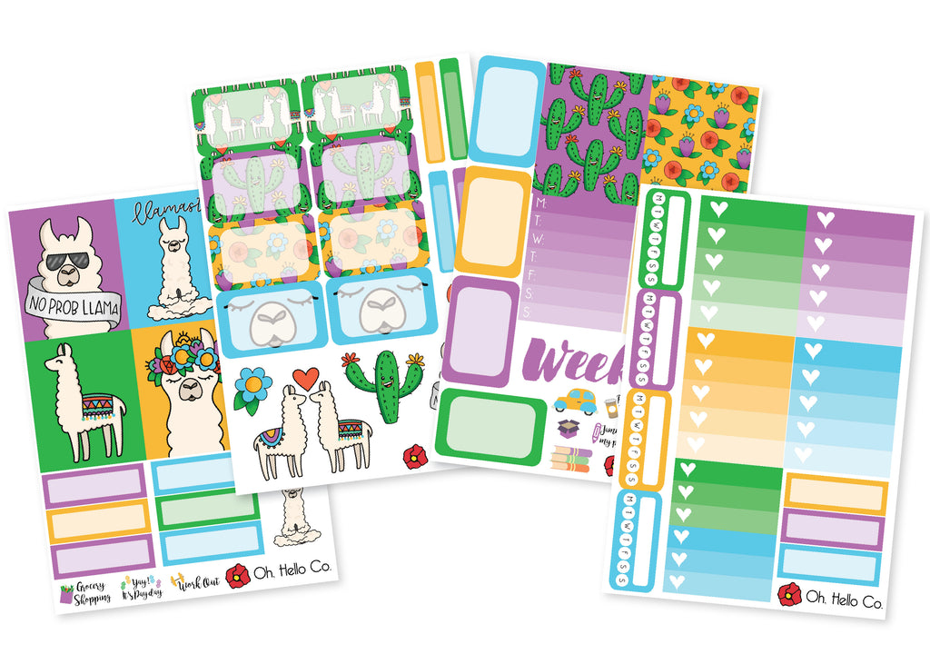 Llama Weekly Kit Stickers - Oh, Hello Stationery Co. bullet journal Erin Condren stickers scrapbook planner case customized gifts mugs Travlers Notebook unique fun 