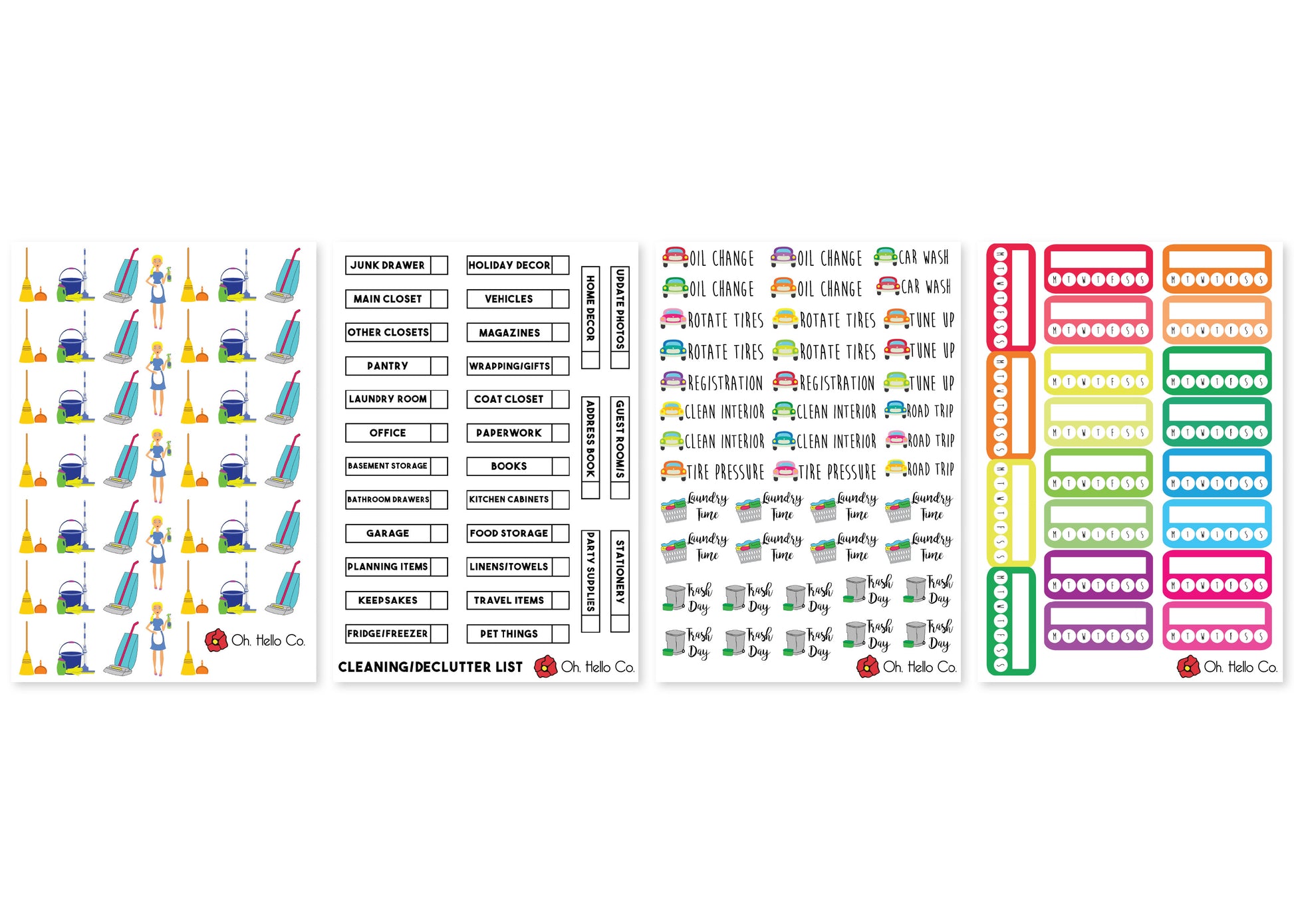 Cleaning Variety Stickers - Oh, Hello Stationery Co. bullet journal Erin Condren stickers scrapbook planner case customized gifts mugs Travlers Notebook unique fun 