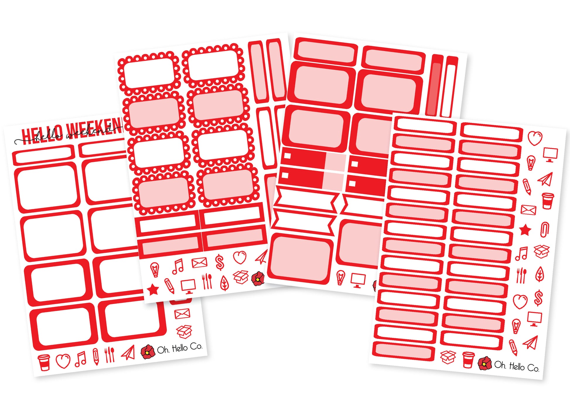 The Reds - Rainbow Functional Stickers - Oh, Hello Stationery Co. bullet journal Erin Condren stickers scrapbook planner case customized gifts mugs Travlers Notebook unique fun 