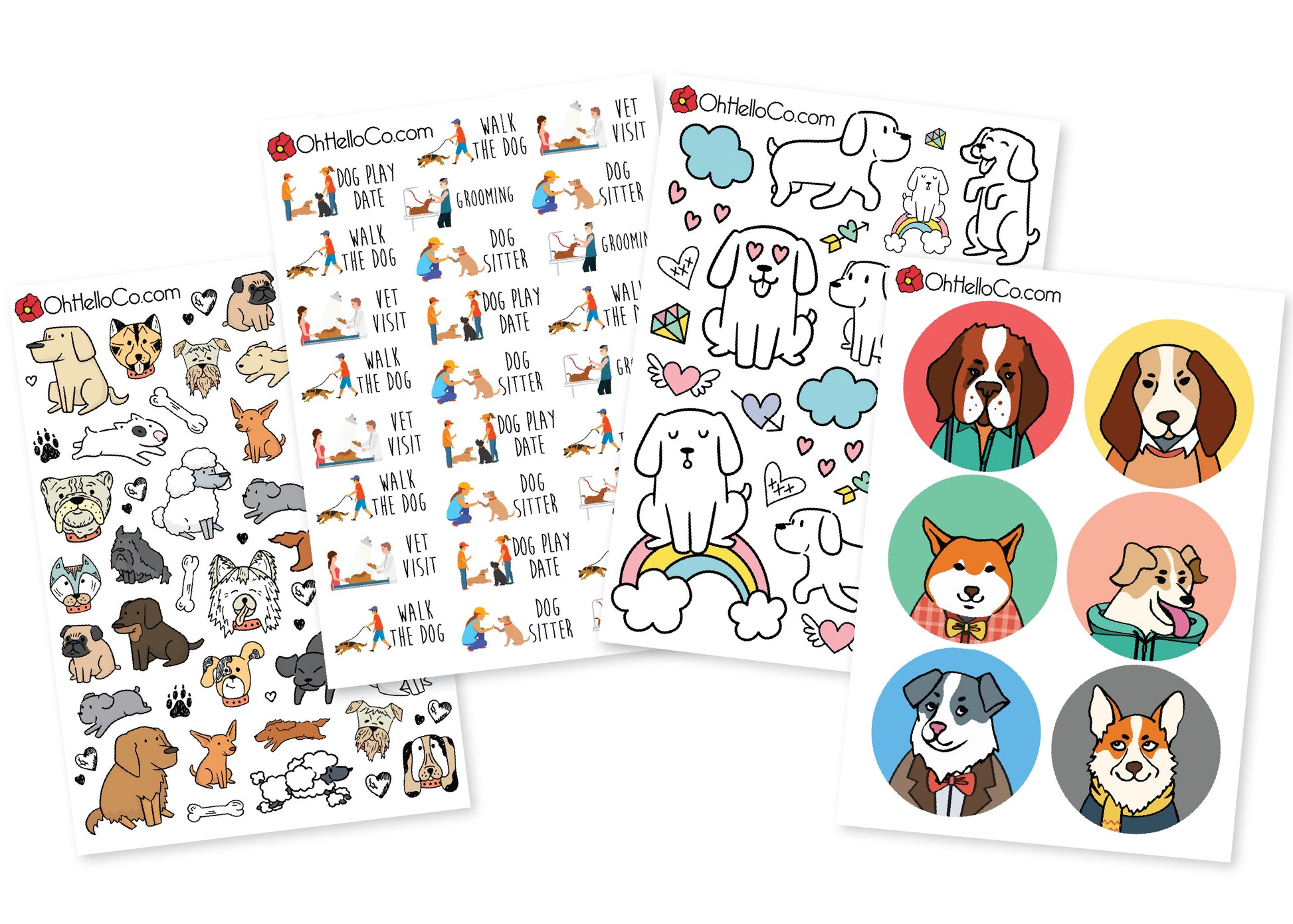 Dog Lover Variety Stickers - Oh, Hello Stationery Co. bullet journal Erin Condren stickers scrapbook planner case customized gifts mugs Travlers Notebook unique fun 