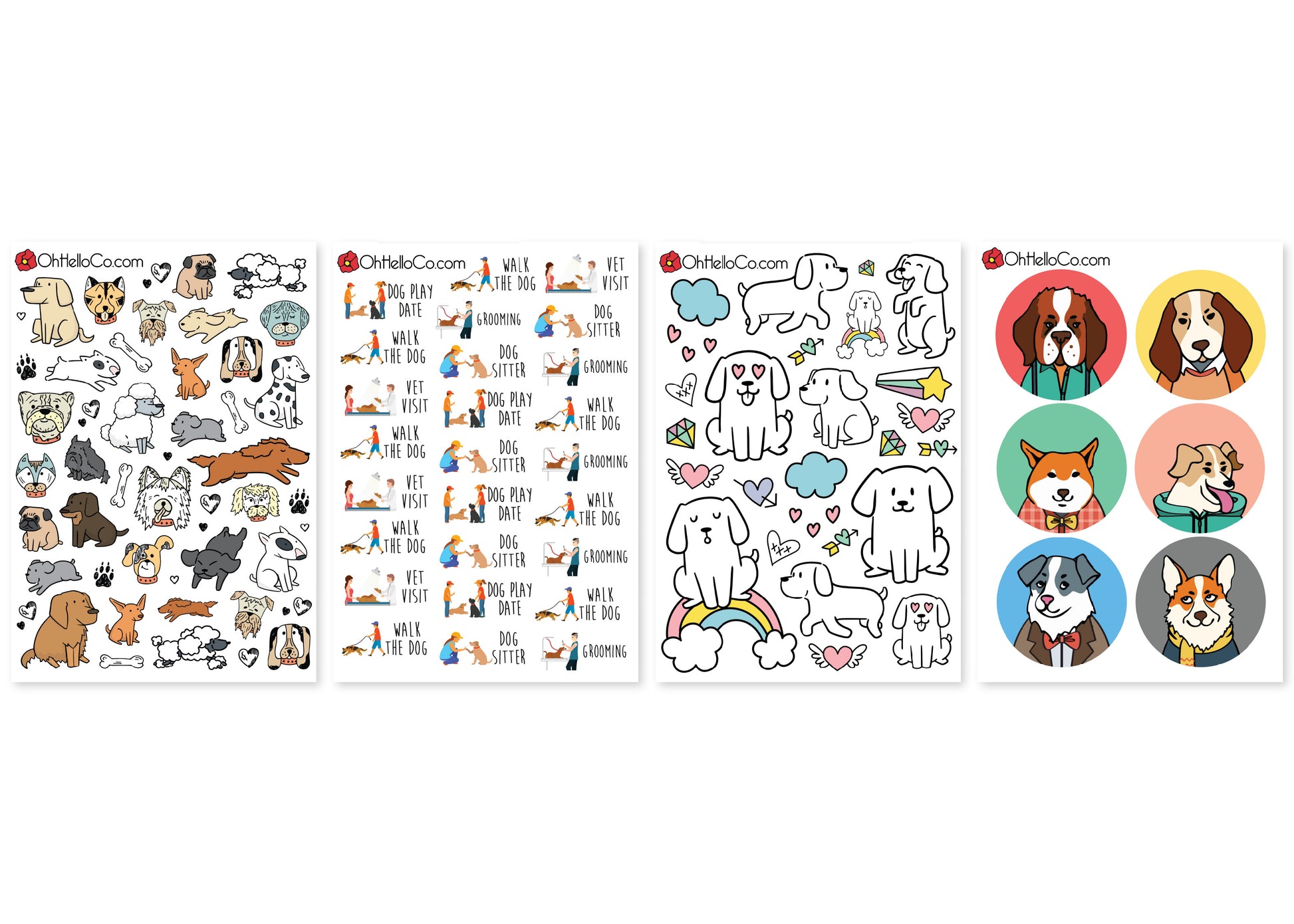 Dog Lover Variety Stickers - Oh, Hello Stationery Co. bullet journal Erin Condren stickers scrapbook planner case customized gifts mugs Travlers Notebook unique fun 