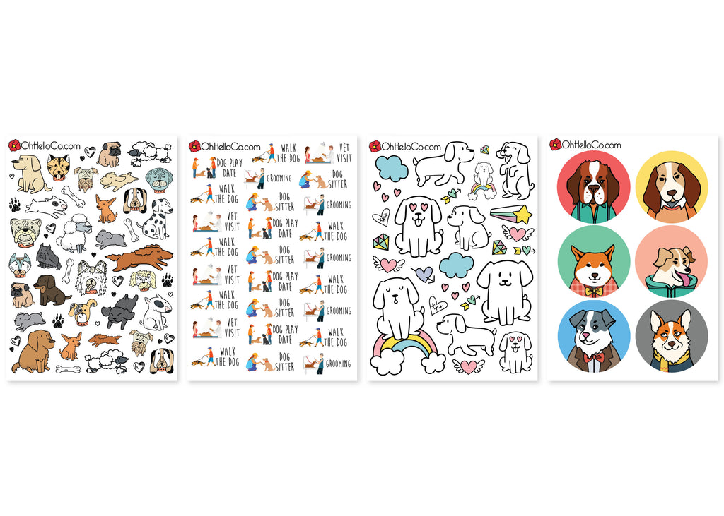 Dog Lover Variety Stickers - Oh, Hello Stationery Co. bullet journal Erin Condren stickers scrapbook planner case customized gifts mugs Travlers Notebook unique fun 