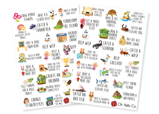 Animal Crossing Inspired Bucket List Stickers - Oh, Hello Stationery Co. bullet journal Erin Condren stickers scrapbook planner case customized gifts mugs Travlers Notebook unique fun 