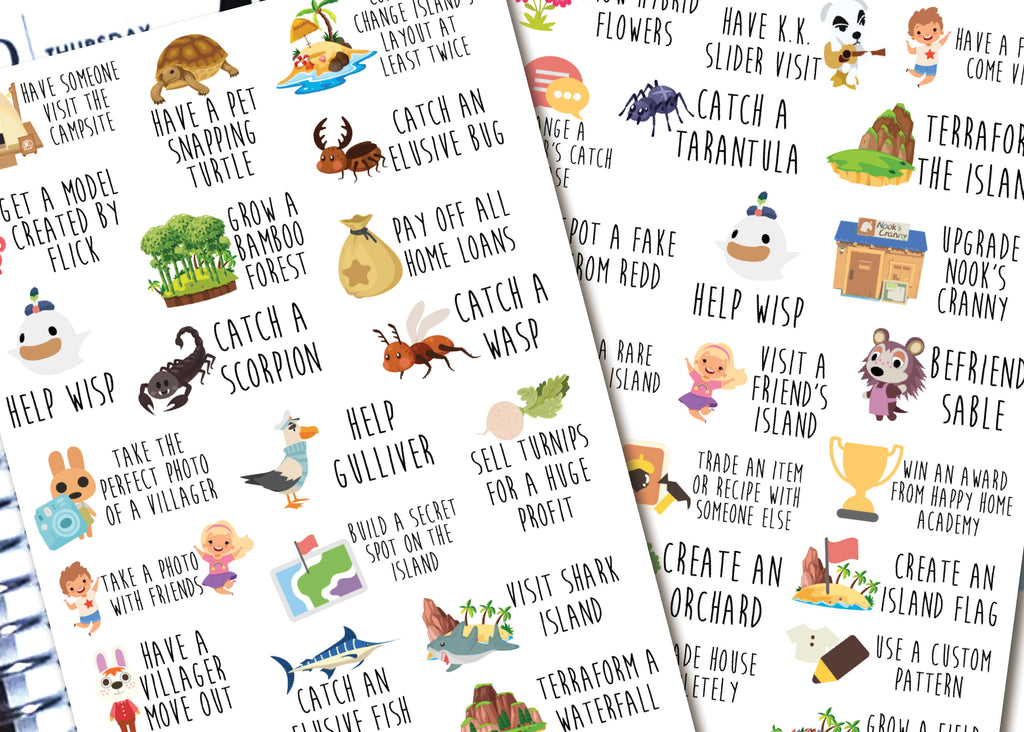Animal Crossing Inspired Bucket List Stickers - Oh, Hello Stationery Co. bullet journal Erin Condren stickers scrapbook planner case customized gifts mugs Travlers Notebook unique fun 