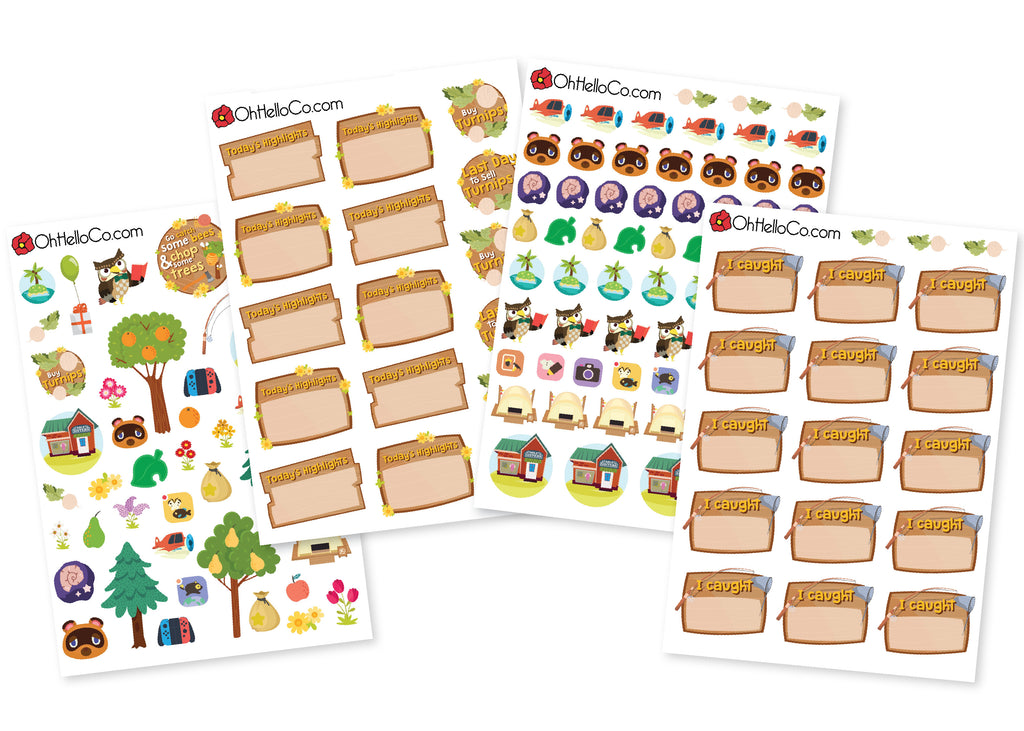 Animal Crossing Inspired Stickers - Oh, Hello Stationery Co. bullet journal Erin Condren stickers scrapbook planner case customized gifts mugs Travlers Notebook unique fun 