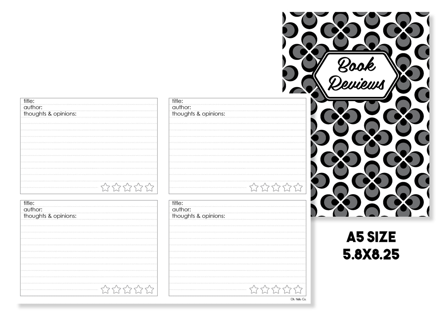 Book Review Traveler's Notebook Insert - Oh, Hello Stationery Co. bullet journal Erin Condren stickers scrapbook planner case customized gifts mugs Travlers Notebook unique fun 