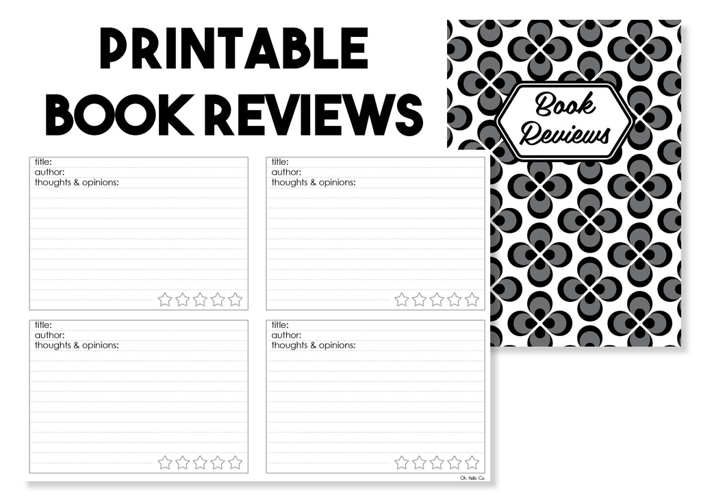 Printable Book Review Traveler's Notebook Insert - Oh, Hello Stationery Co. bullet journal Erin Condren stickers scrapbook planner case customized gifts mugs Travlers Notebook unique fun 