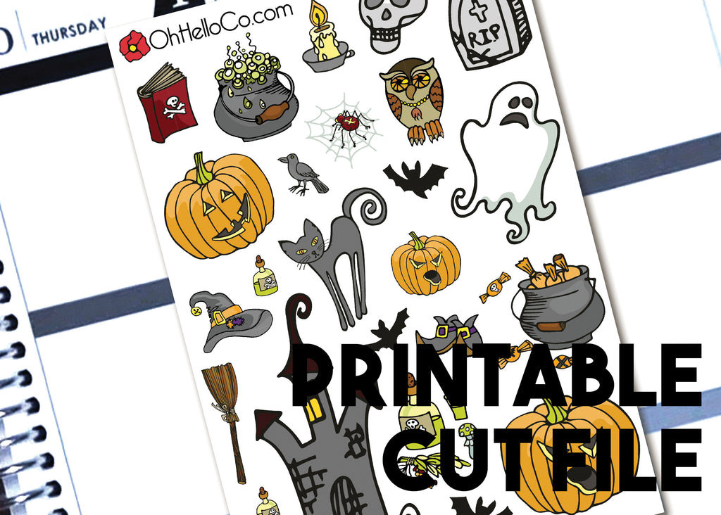 Halloween Doodles - Printable Stickers for the Silhouette