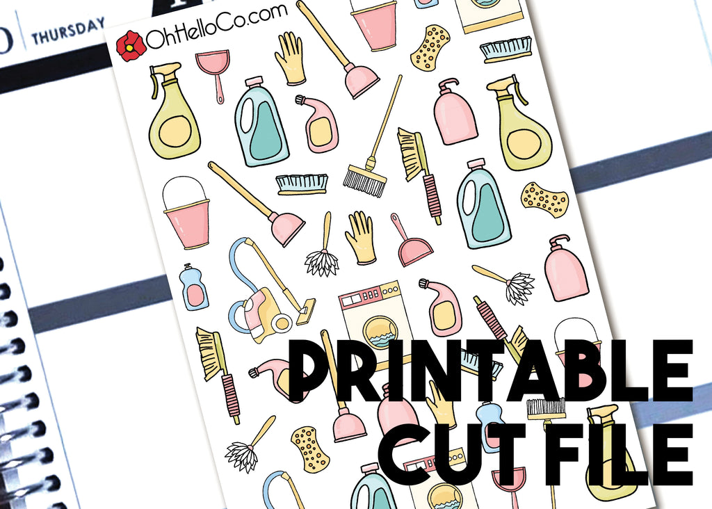 Spring Cleaning Doodles - Printable Stickers for the Silhouette - Oh, Hello Stationery Co. bullet journal Erin Condren stickers scrapbook planner case customized gifts mugs Travlers Notebook unique fun 