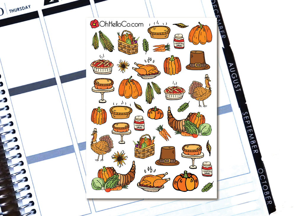 Thanksgiving Doodles - Printable Stickers for the Silhouette