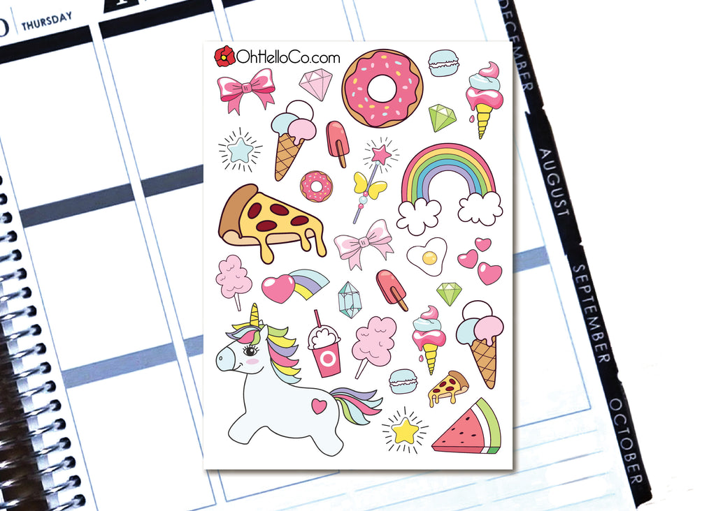 Unicorn Dream Doodles - Printable Stickers for the Silhouette