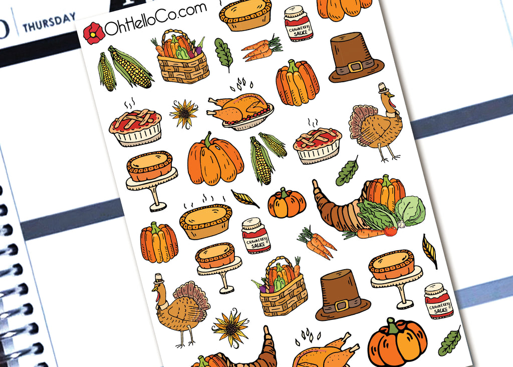 Thanksgiving Doodles - Printable Stickers for the Silhouette