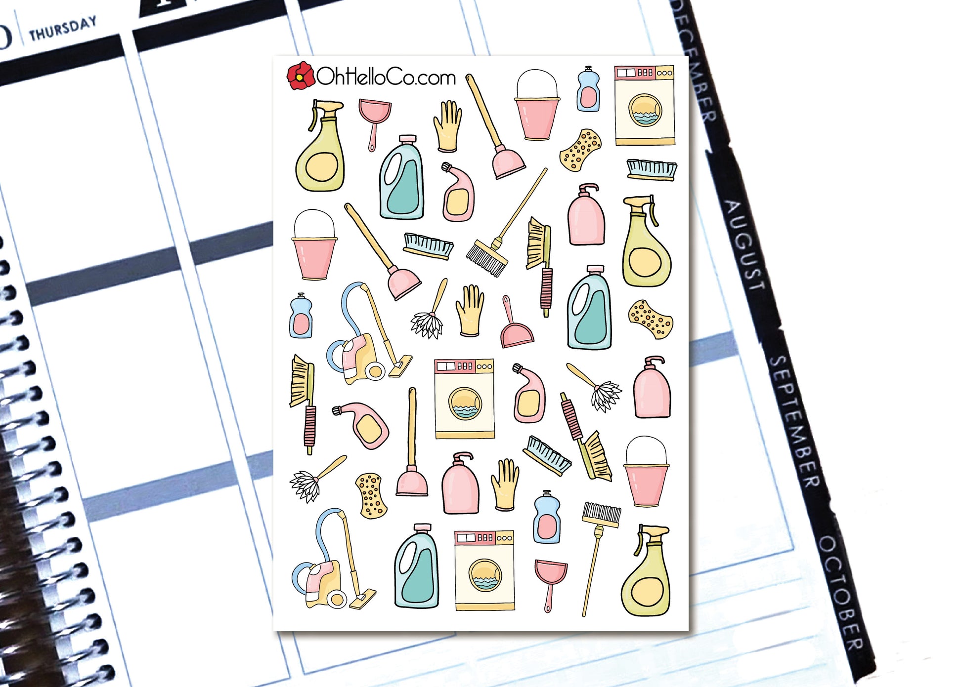 Spring Cleaning Doodles - Printable Stickers for the Silhouette - Oh, Hello Stationery Co. bullet journal Erin Condren stickers scrapbook planner case customized gifts mugs Travlers Notebook unique fun 