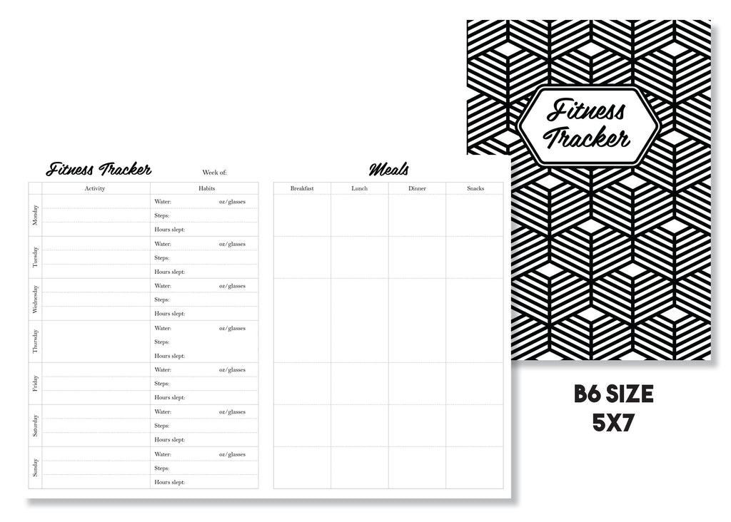 Weekly Fitness & Meal Tracker Traveler's Notebook Insert - Oh, Hello Stationery Co. bullet journal Erin Condren stickers scrapbook planner case customized gifts mugs Travlers Notebook unique fun 