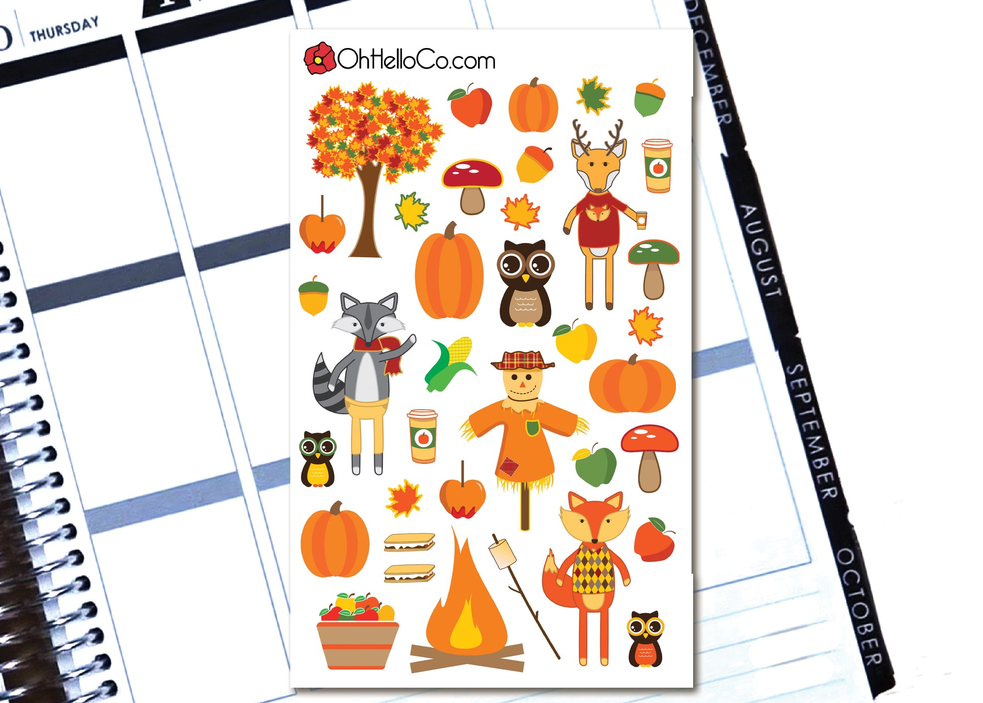 Fall/Autumn Decorative - Printable Stickers for the Silhouette - Oh, Hello Stationery Co. bullet journal Erin Condren stickers scrapbook planner case customized gifts mugs Travlers Notebook unique fun 