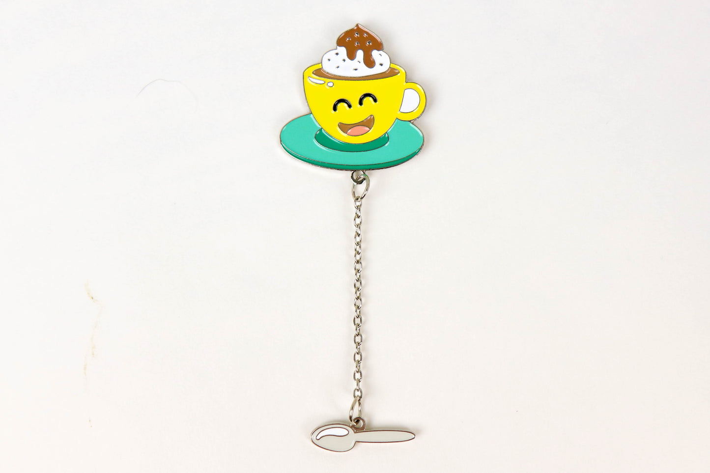 Coffee with Dangle Spoon Enamel Pin - Oh, Hello Stationery Co. bullet journal Erin Condren stickers scrapbook planner case customized gifts mugs Travlers Notebook unique fun 