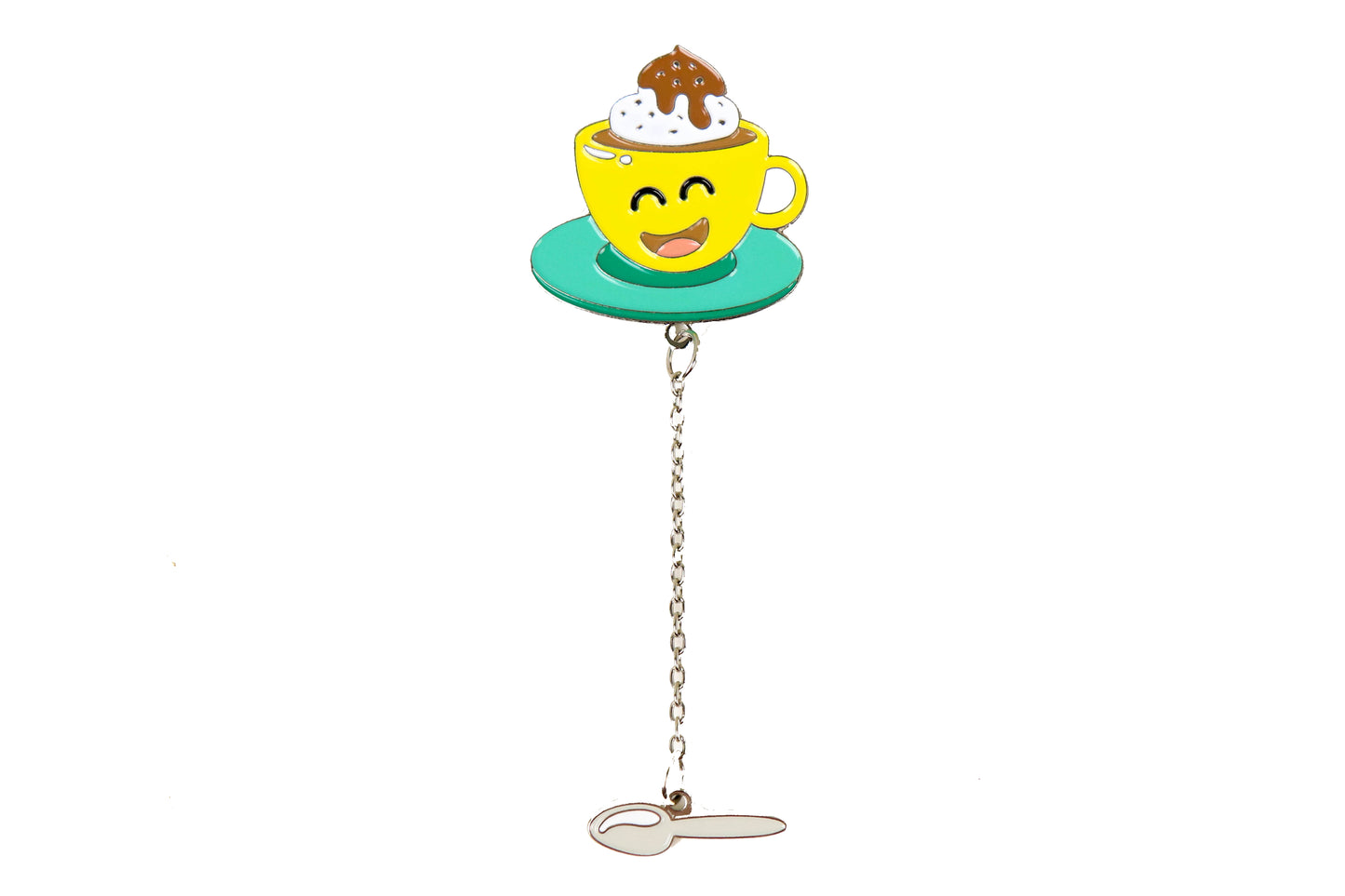 Coffee with Dangle Spoon Enamel Pin