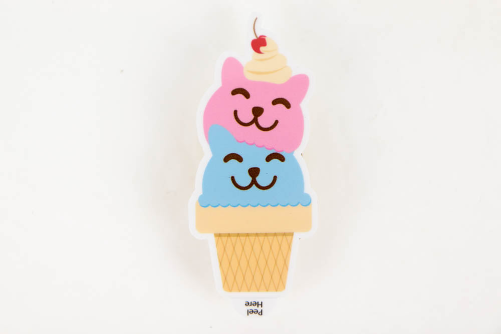 Double Cats Ice Cream Scoops Vinyl Sticker