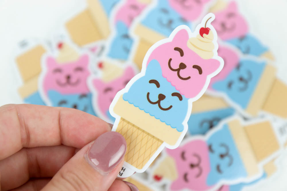 Double Cats Ice Cream Scoops Vinyl Sticker