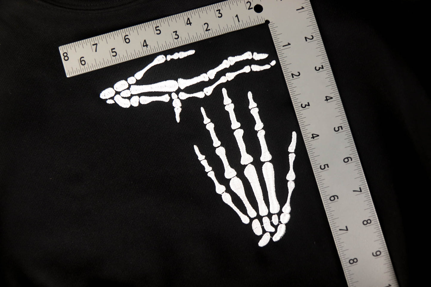 Embroidered Skeleton Hands Cropped Hoodie