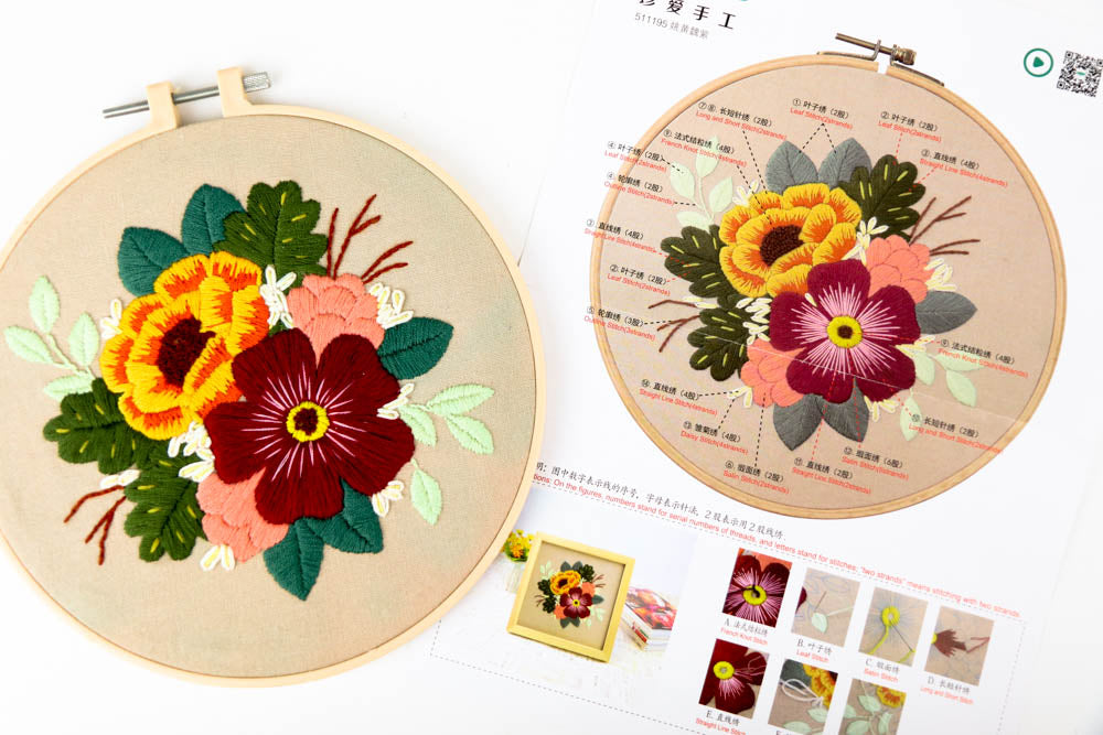 Floral Embroidery Kit - Great for Beginners
