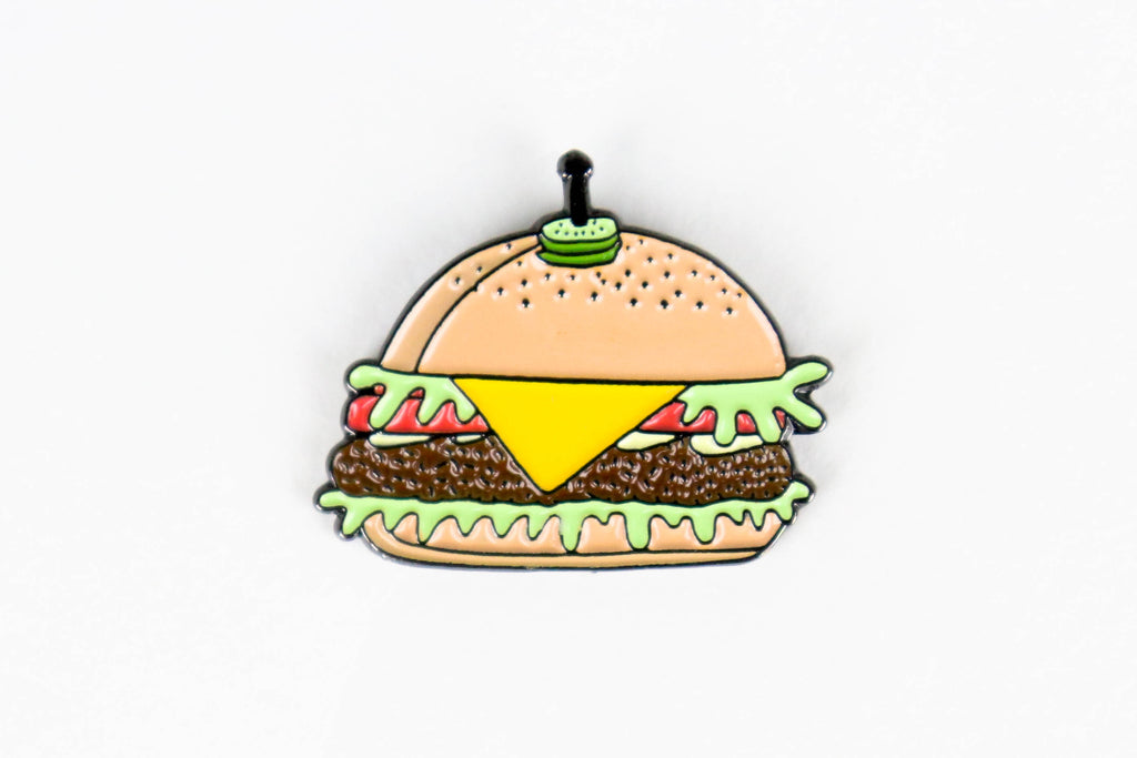 Cheese Burger Enamel Pin - Oh, Hello Stationery Co. bullet journal Erin Condren stickers scrapbook planner case customized gifts mugs Travlers Notebook unique fun 