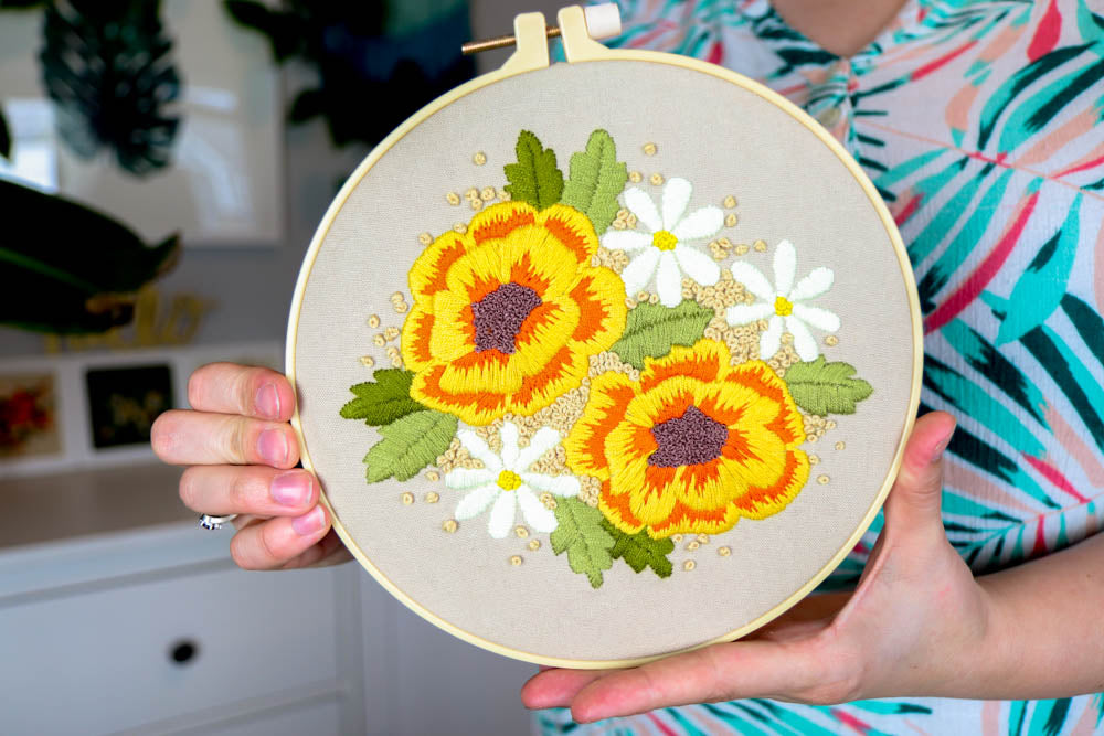 Beginner Cross Stitch Kit Sunflower Easy Embroidery Kit for Kids